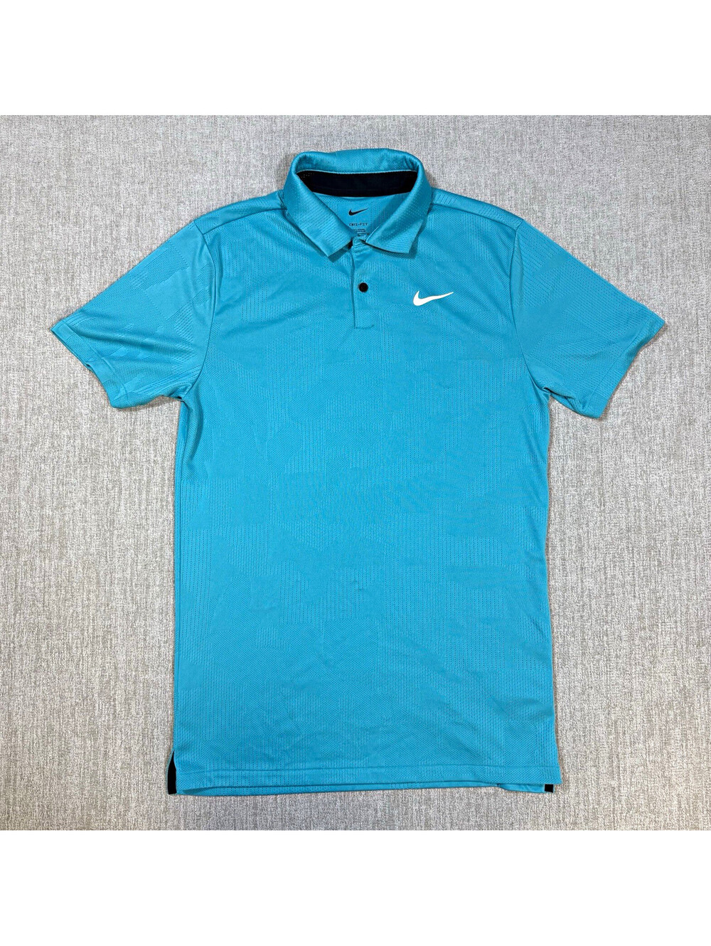 Nike Dri-FIT Golf Polo Mens Small Tall Turquoise Blue Textured Short Sleeve